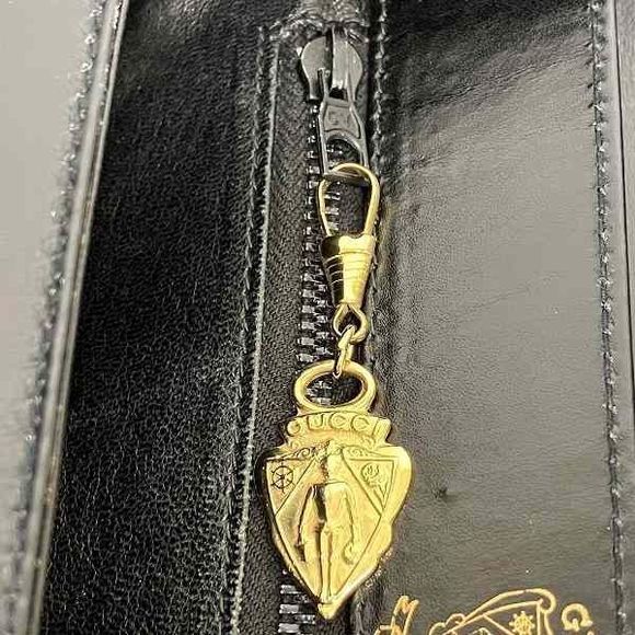 Gucci Old Gucci GG Logo Leather Black Bag Shoulder Bag Women - Picture 8 of 9